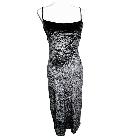 BCBG MAXAZRIA Women's 4‎ Gray Silver Spaghetti Strap Crushed Velvet Maxi Dress - Picture 1 of 7